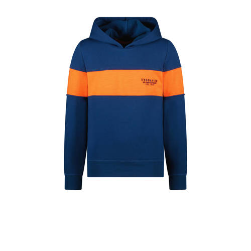 TYGO & vito hoodie Hidde blauw/oranje Sweater Meerkleurig 