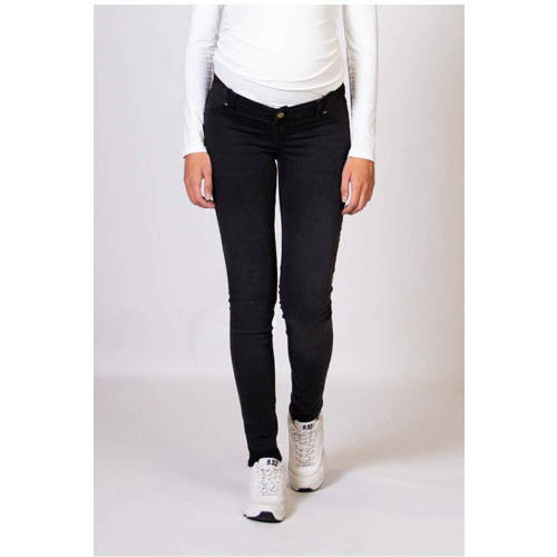 LOVE2WAIT low waist zwangerschaps skinny jeans charcoal Zwart Dames Stretchdenim - maat 29 afbeelding