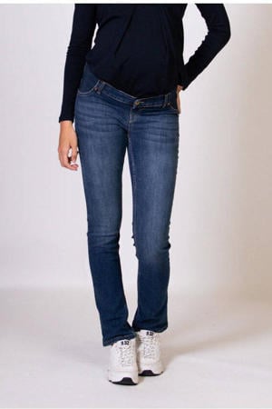 low waist zwangerschaps straight leg jeans stone wash