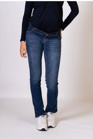 low waist zwangerschaps straight leg jeans stone wash