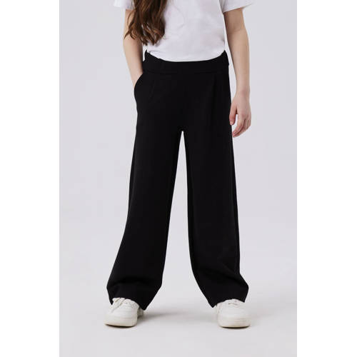 NAME IT KIDS straight fit broek NKFNAIDA zwart Meisjes Viscose Effen
