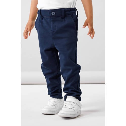 name it MINI regular fit broek NMMSILAS donkerblauw Jongens Viscose Effen 80