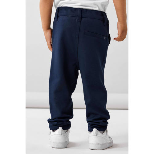 name it MINI regular fit broek NMMSILAS donkerblauw Jongens Viscose Effen 80