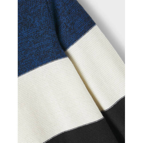 name it MINI gestreepte sweater NMMVOHAN blauw Jongens Katoen Ronde hals 80