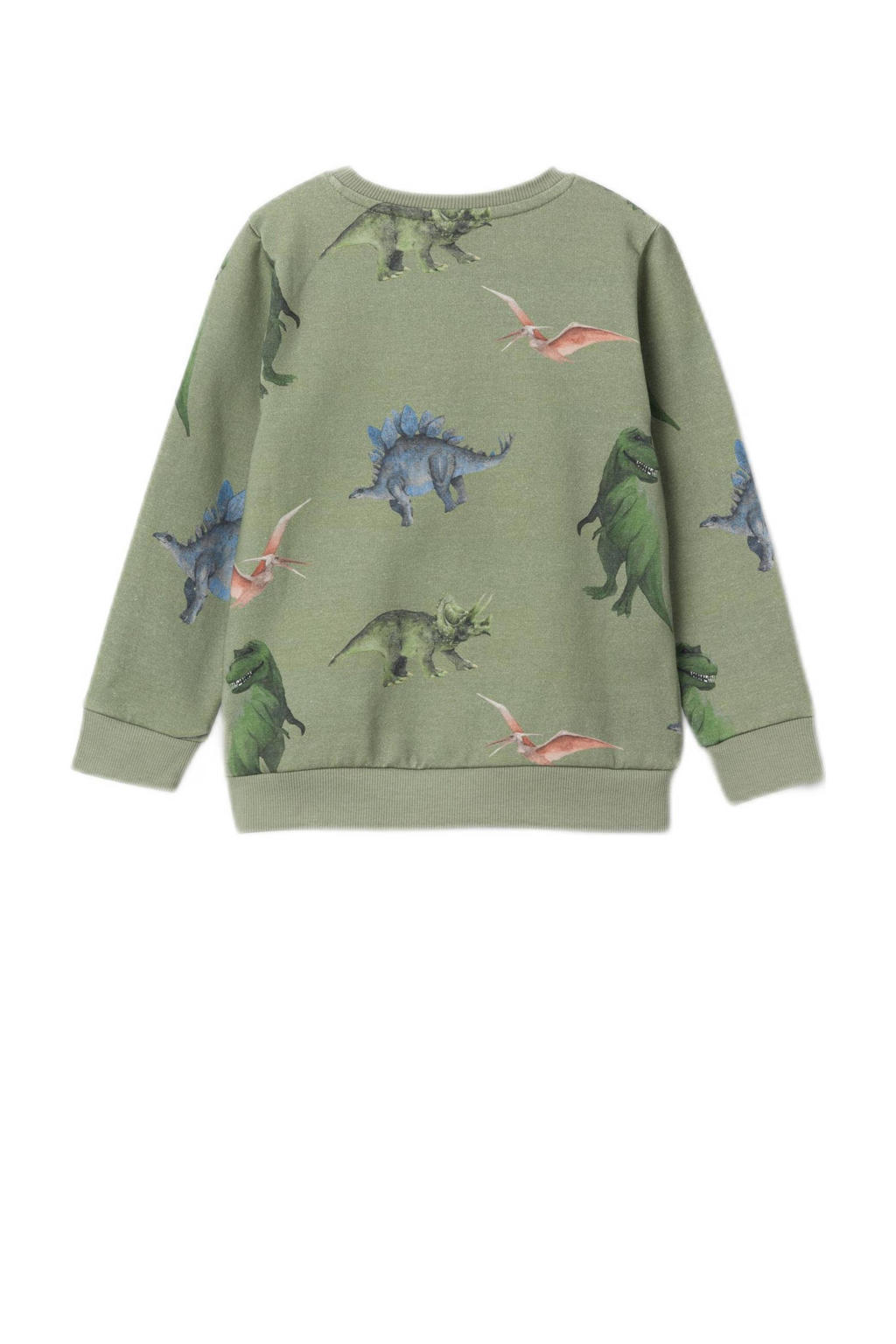 NAME IT MINI sweater NMMNODINO met dierenprint groen