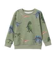 thumbnail: Groene jongens NAME IT MINI sweater van stretchkatoen met dierenprint, lange mouwen en ronde hals
