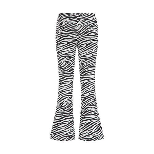 WE Fashion flared broek van gerecycled polyester zwart wit Meisjes Gerecycled polyester (duurzaam) 152