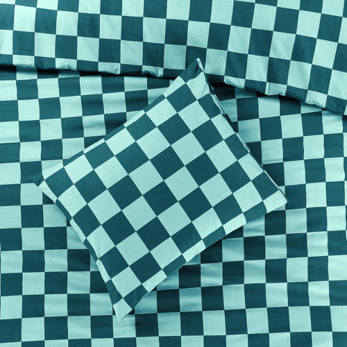NOUS Kids katoenen dekbedovertrek peuter (120x150 cm) Groen Ruit