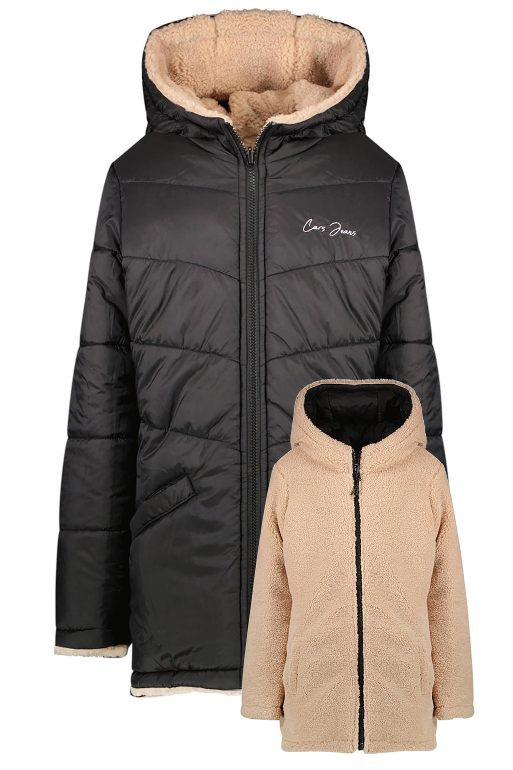 Cars reversible winterjas met teddy beige/zwart