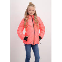 thumbnail: Roze meisjes Cars gewatteerde winterjas van polyester met effen, lange mouwen, capuchon, ritssluiting en geribde boorden