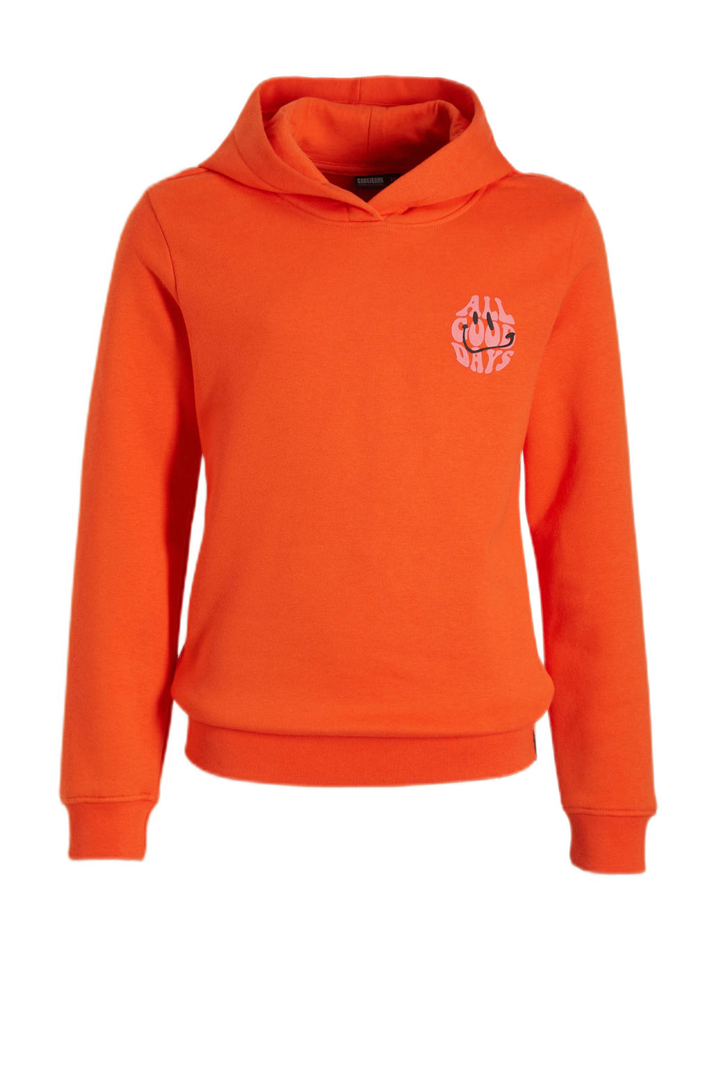 Oranje meisjes Cars hoodie van sweat materiaal met backprint, lange mouwen en capuchon
