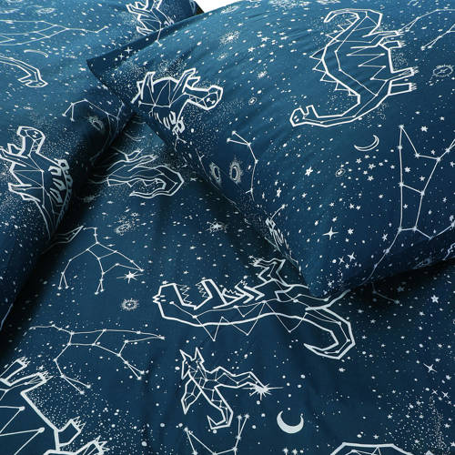 NOUS Kids katoenen dekbedovertrek peuter (120x150 cm) Blauw Dierenprint