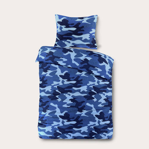NOUS Kids katoenen dekbedovertrek 1 persoons (140x200 cm) Blauw Camouflage