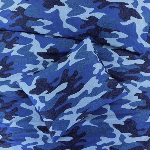 NOUS Kids katoenen dekbedovertrek 1 persoons (140x200 cm) Blauw Camouflage