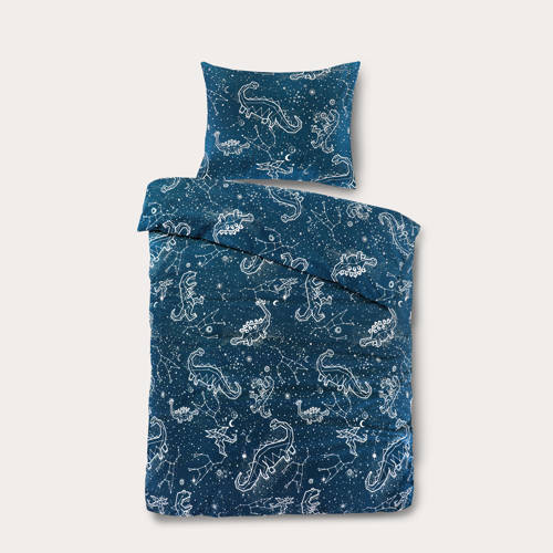NOUS Kids katoenen dekbedovertrek 1 persoons (140x200 cm) Blauw Dierenprint