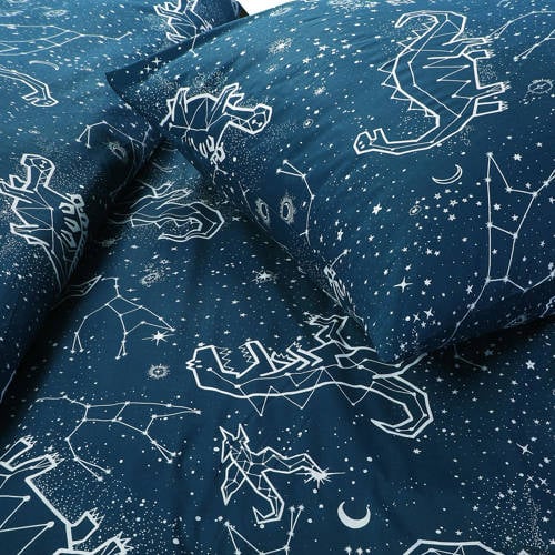 NOUS Kids katoenen dekbedovertrek 1 persoons (140x200 cm) Blauw Dierenprint