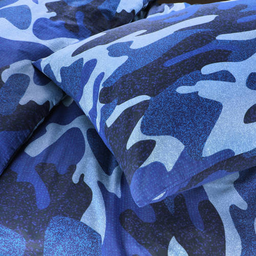 NOUS Kids katoenen dekbedovertrek peuter (120x150 cm) Blauw Camouflage