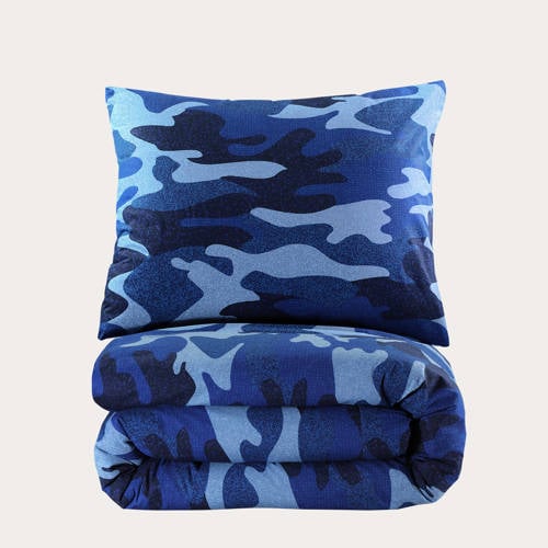 NOUS Kids katoenen dekbedovertrek peuter (120x150 cm) Blauw Camouflage