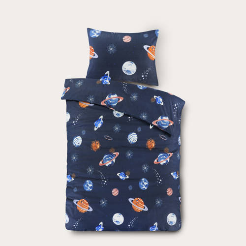 NOUS Kids katoenen dekbedovertrek peuter (120x150 cm) Blauw Mixprint