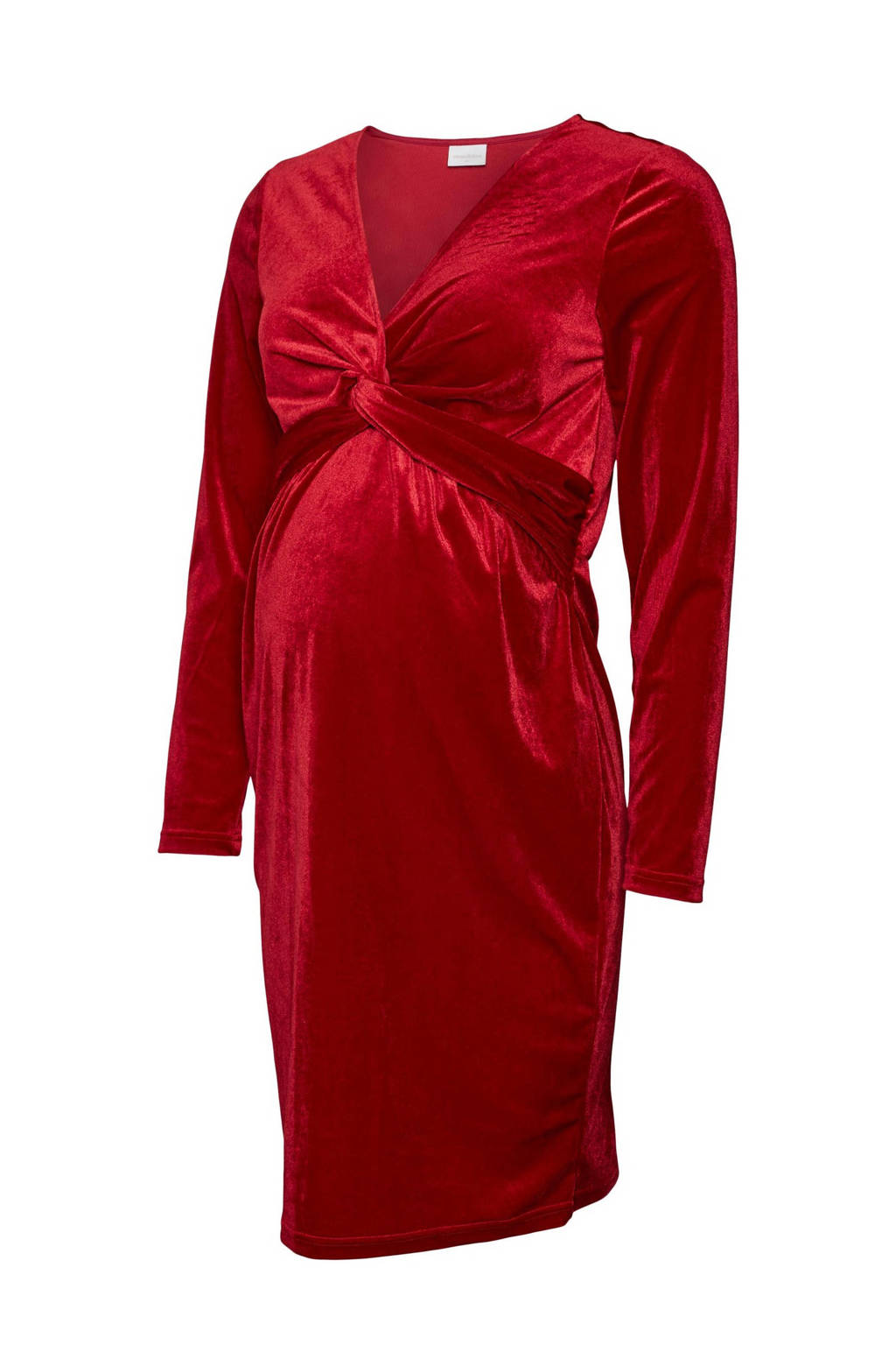 MAMALICIOUS fluwelen zwangerschapsjurk MLSANDRA rood