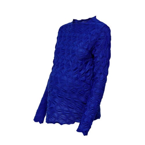 ONLY MATERNITY zwangerschapstop OLMNORA met textuur hardblauw Dames Polyester Opstaande kraag