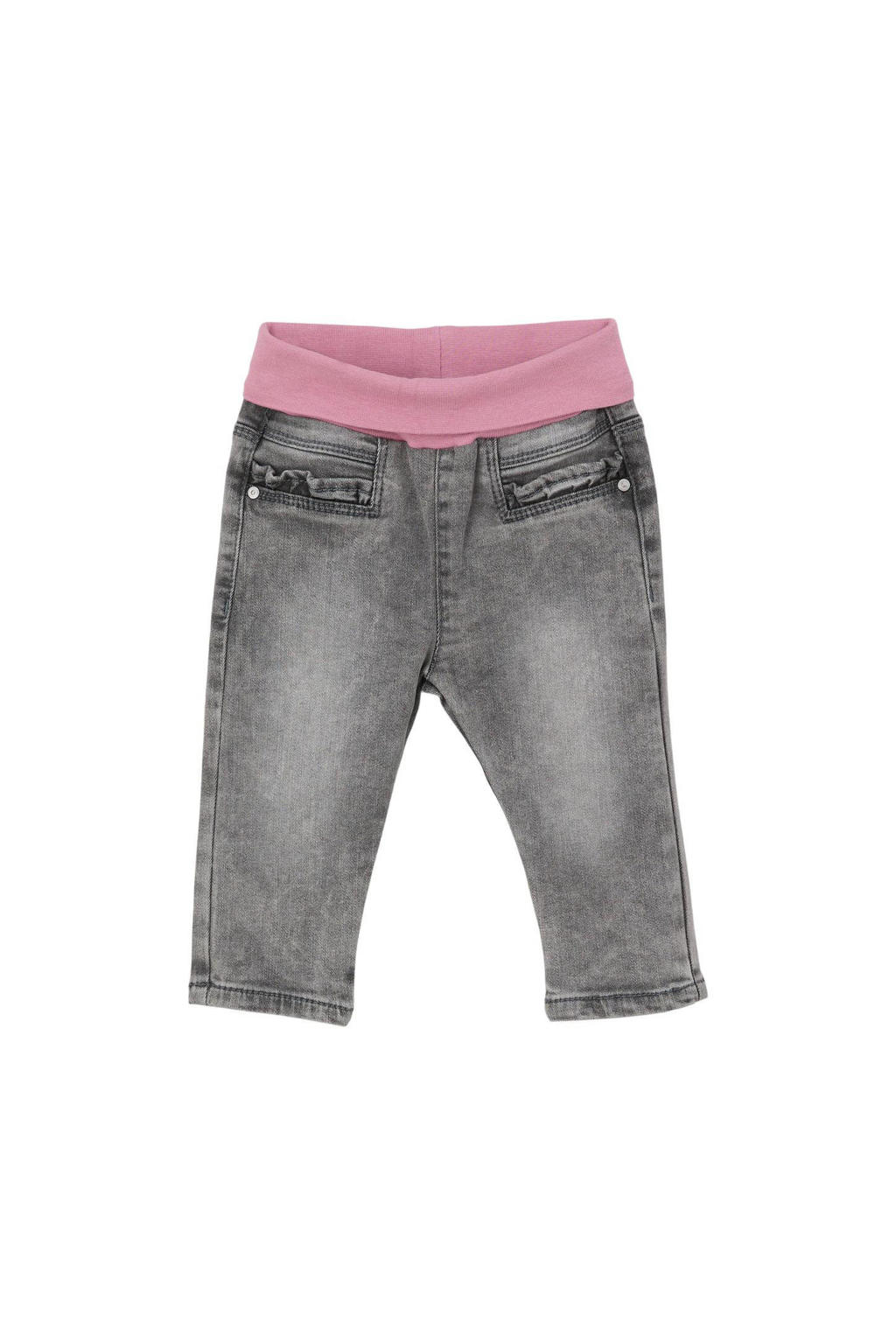 Grey denim meisjes s.Oliver baby regular fit jeans van polyester met elastische tailleband met koord