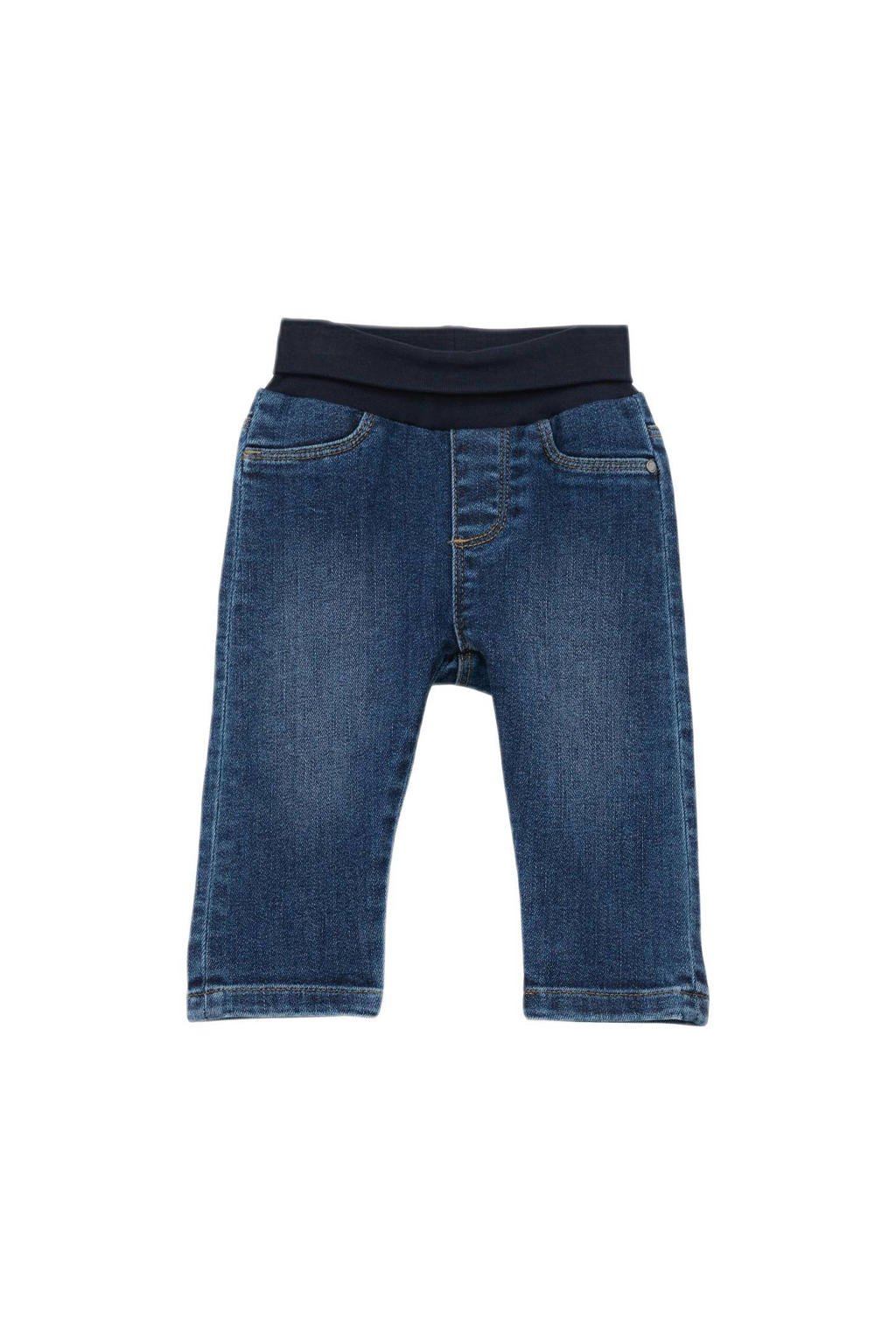 Blauwe jongens s.Oliver regular fit jeans van katoen met elastische tailleband en effen
