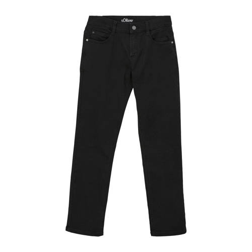s.Oliver regular fit jeans black denim Zwart Jongens Stretchdenim - 134