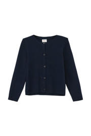 thumbnail: Donkerblauwe meisjes s.Oliver fijngebreid vest van viscose met effen, lange mouwen, ronde hals en knoopsluiting