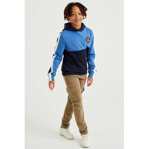 WE Fashion hoodie donkerblauw lichtblauw Sweater Jongens Katoen Capuchon 98 104