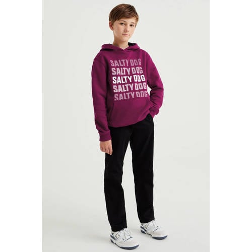 WE Fashion Salty Dog hoodie met tekst wijnrood Sweater Tekst 
