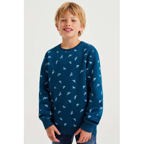 WE Fashion sweater met all over print hardblauw All over print 