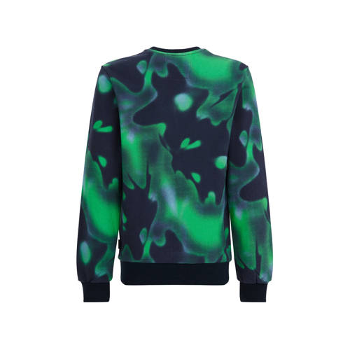 WE Fashion sweater met all over print zwart groen All over print 110 116