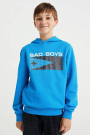 thumbnail: WE Fashion Bad Boys hoodie met printopdruk felblauw