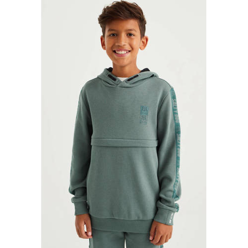 WE Fashion Salty Dog hoodie blauwgroen Sweater 