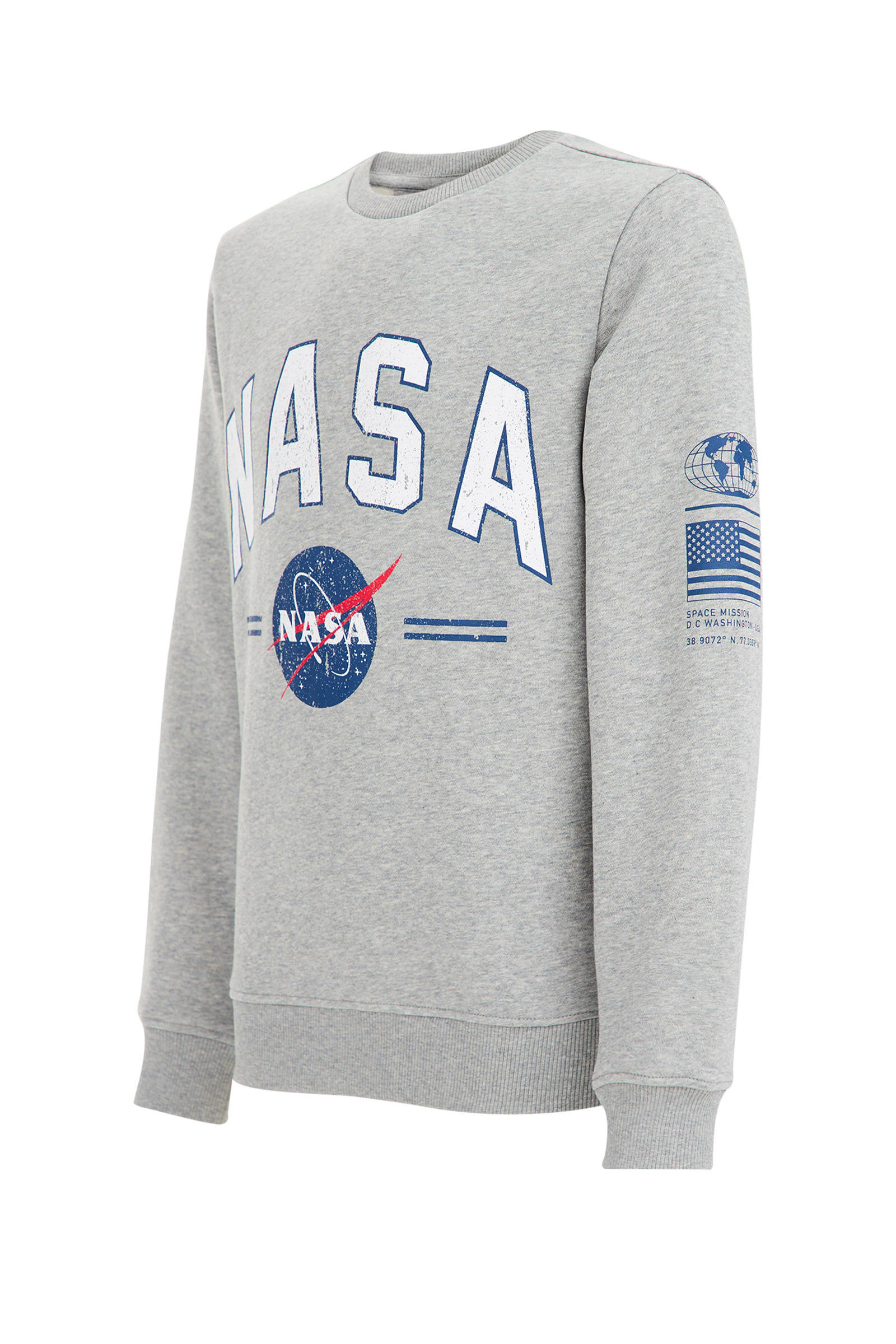 WE Fashion sweater Nasa met printopdruk grijs melange kleertjes