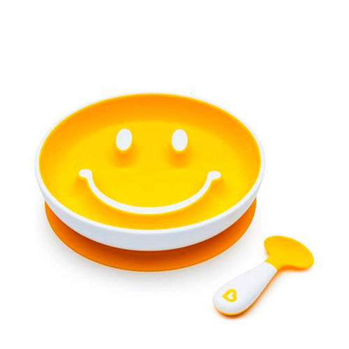 Munchkin Smile 'N Scoop bord + lepel geel | Bord van