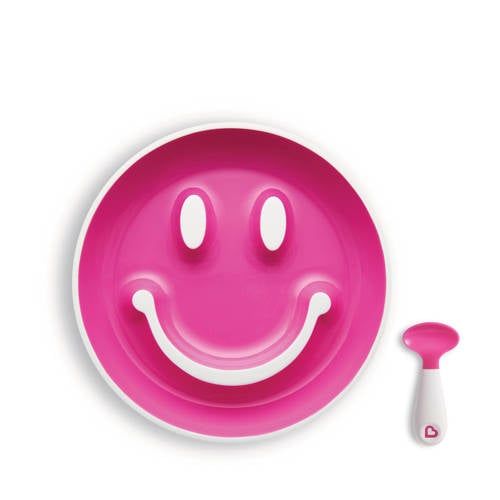 Munchkin Smile 'N Scoop bord + lepel roze | Bord van Munchkin