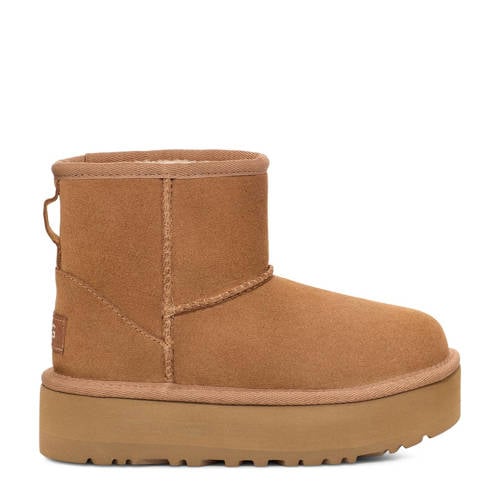 UGG Classic Mini Platform suède enkelboots camel Bruin Meisjes Suede Effen