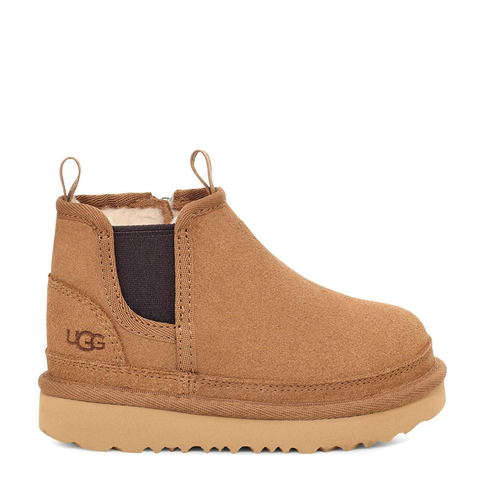 Camelkleurige jongens UGG Peuter kleuter suède chelseaboots met ritssluiting en effen