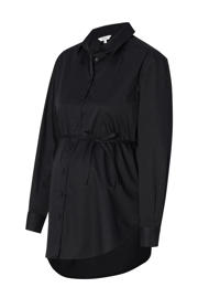 thumbnail: Zwarte dames Noppies zwangerschaps- en voedingsblouse Arles met lange mouwen, klassieke kraag en knoopsluiting
