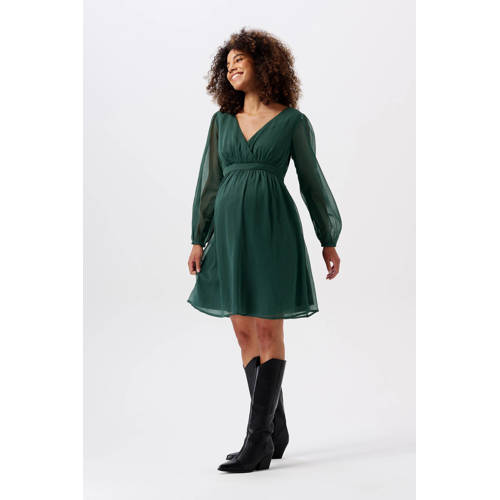 Noppies maternity zwangerschapsjurk Jaya van polyester dennengroen Effen