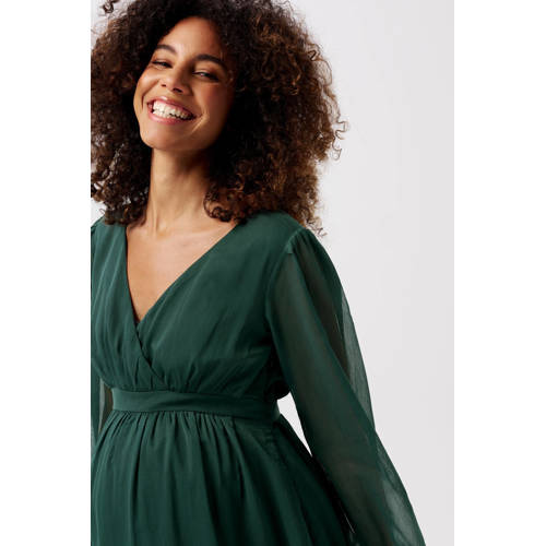 Noppies maternity zwangerschapsjurk Jaya van polyester dennengroen Effen