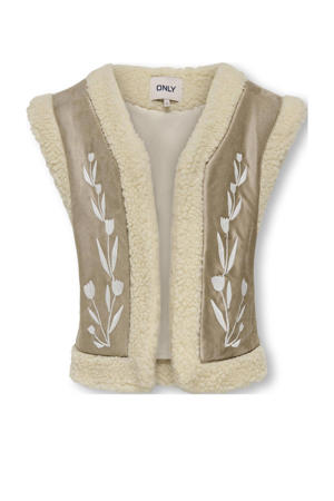 gebloemd gilet KOGKARLA lichtbruin/beige