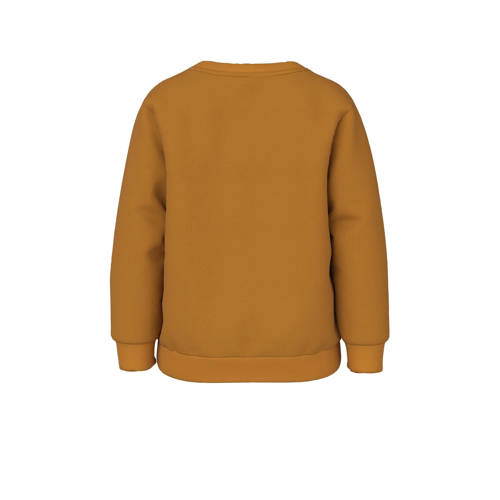Name it MINI sweater NMMVANCE met tekst goudgeel donkerblauw Tekst 104