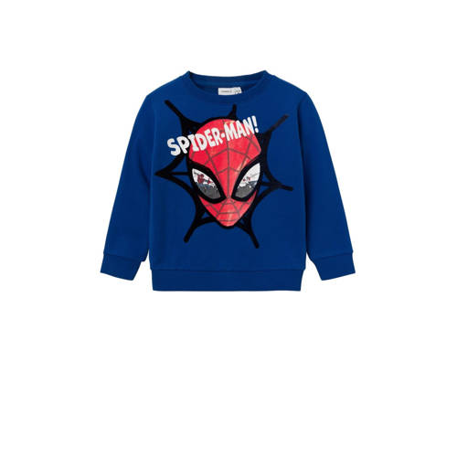NAME IT MINI Spider-Man sweater NMMSVENDE met printopdruk hardblauw Printopdruk
