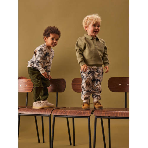 Name it MINI joggingbroek NMMOLERT met all over print beige multicolor Jongens Sweat (duurzaam) 104