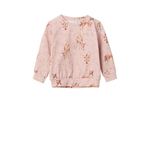 NAME IT MINI sweater NMFOBAMBI met all over print lichtroze All over print 
