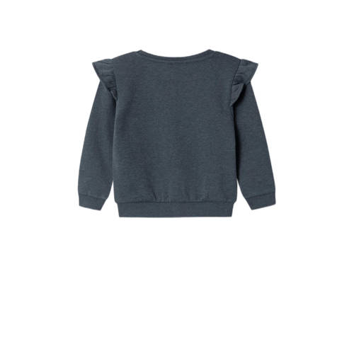 Name it MINI sweater NMFOJULIA met ruches blauwgrijs 122 128