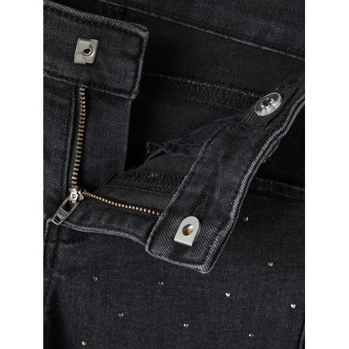 name it KIDS slim fit jeans NKFSALLI met all over print black denim Zwart Meisjes Stretchdenim 116